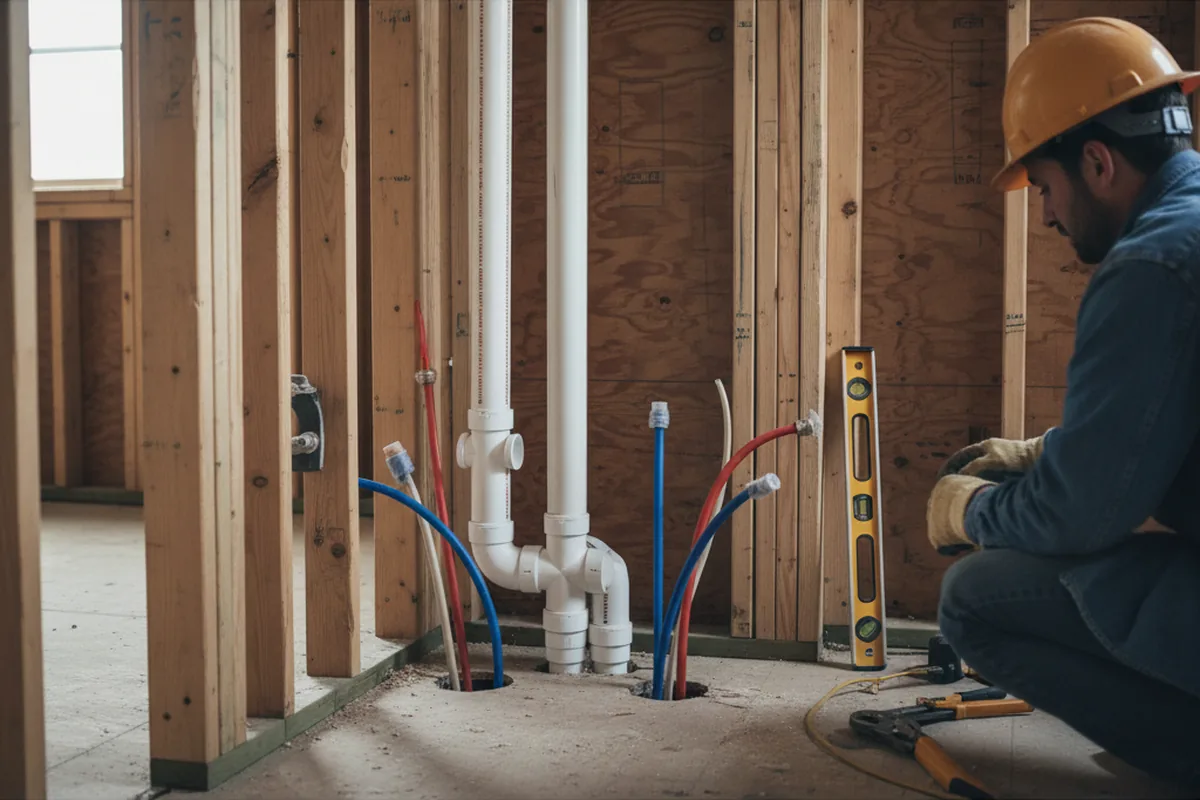 Drain and supply rough-in during Garbage Disposal Repair in Alvarado